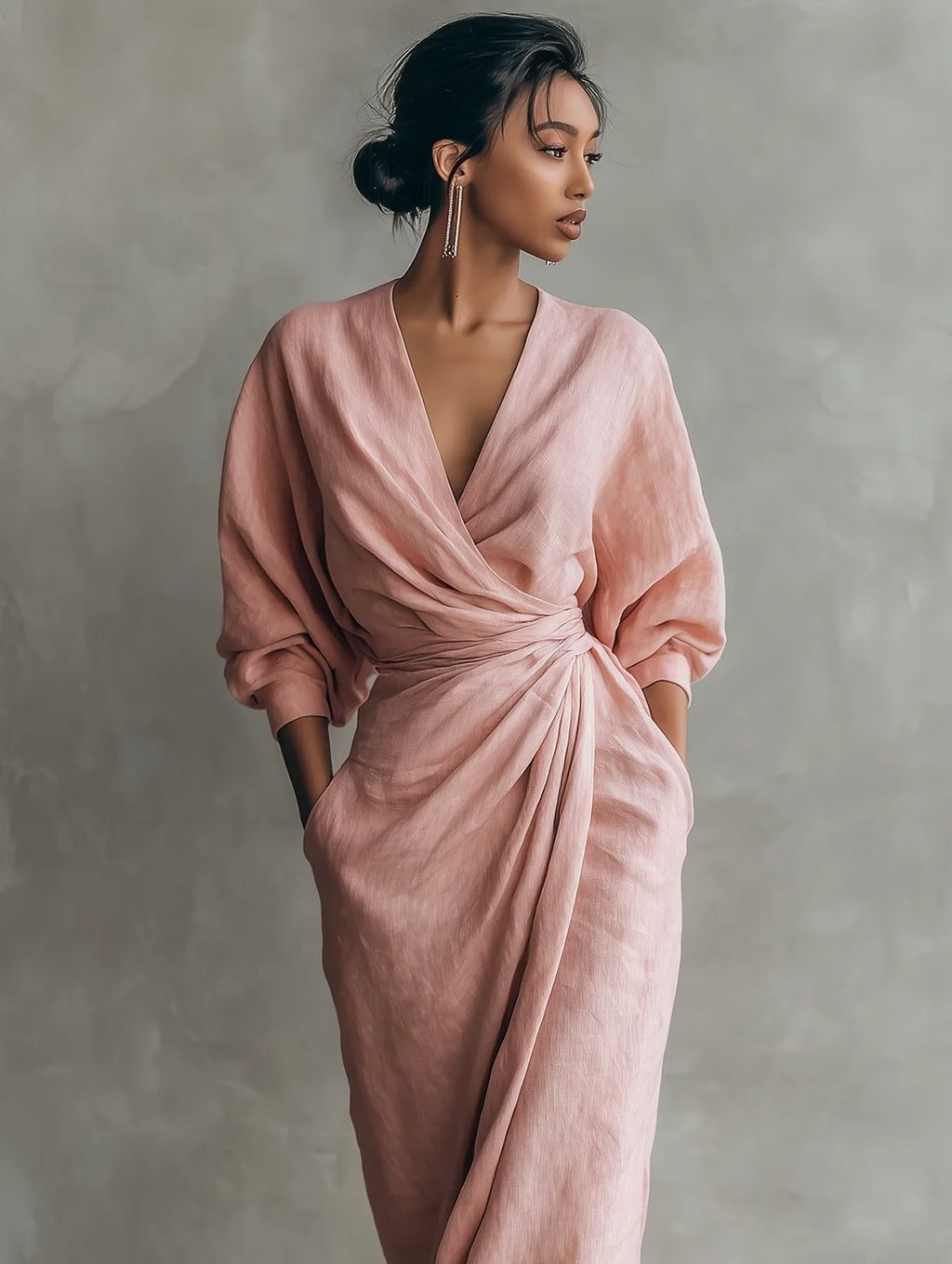 Lorena-Vestido Maxi con Escote en V