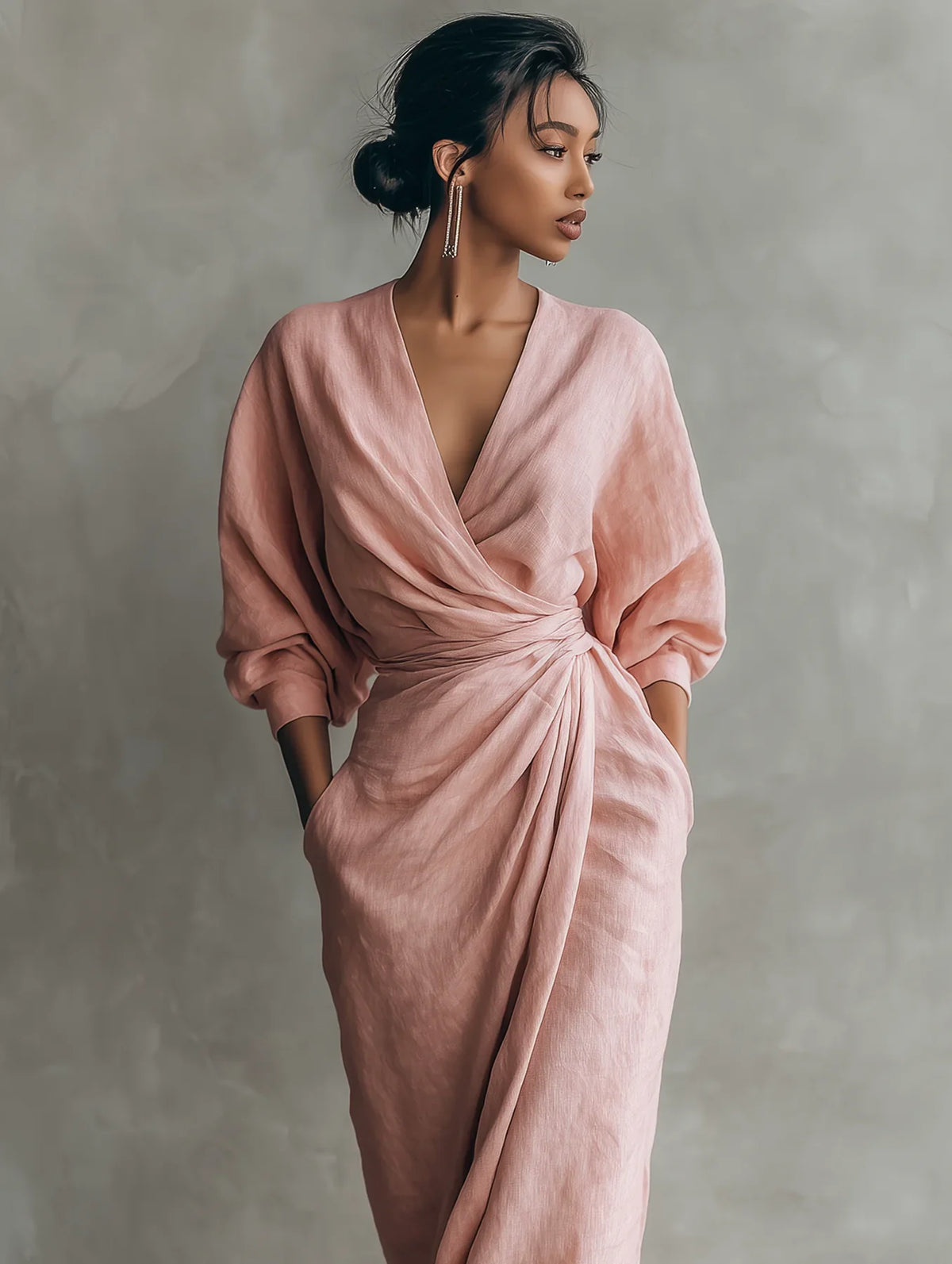 Lorena-Vestido Maxi con Escote en V
