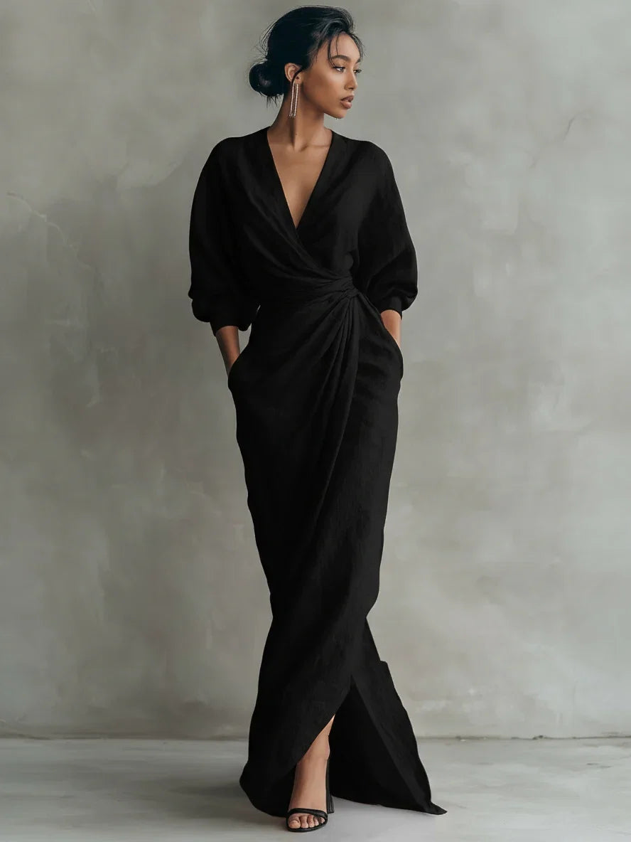 Lorena-Vestido Maxi con Escote en V