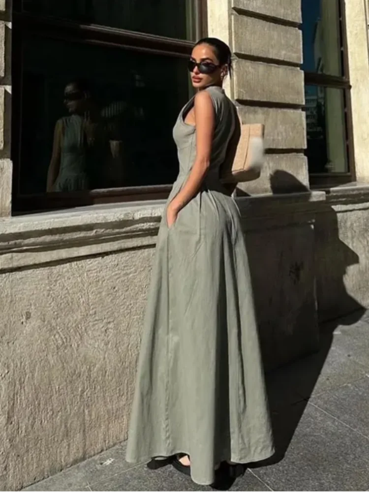 Carmen-Vestido sin mangas de talle alto