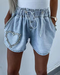 Juana - Shorts con corazón de pedrería