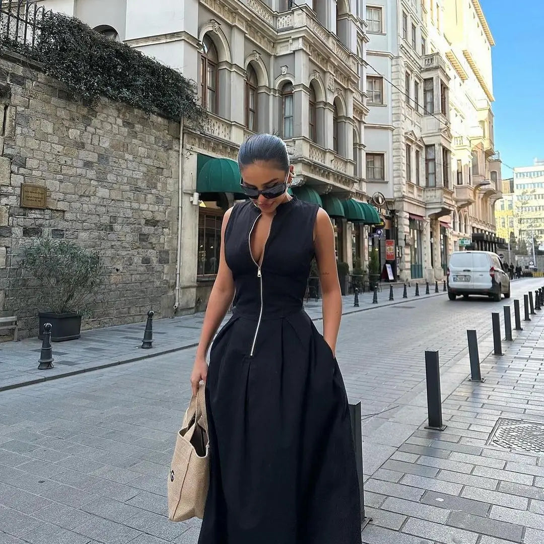Carmen-Vestido sin mangas de talle alto