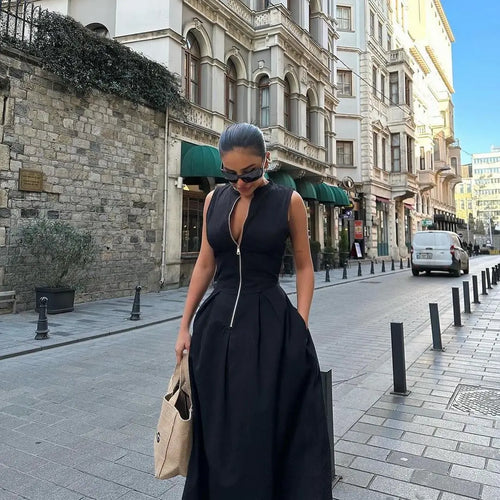 Carmen-Vestido sin mangas de talle alto