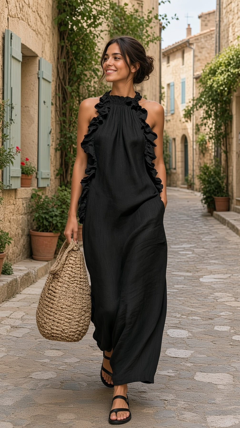 Balbina - Vestido largo con bolsillos